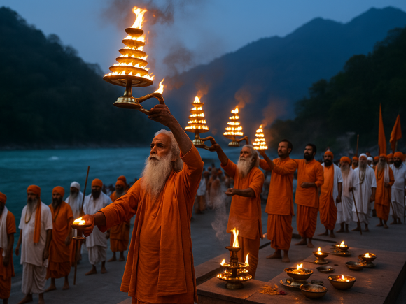 Ganga Aarti and Yatras Sacred Offerings of Nirmohi Akhara to the Divine Flow of Dharma